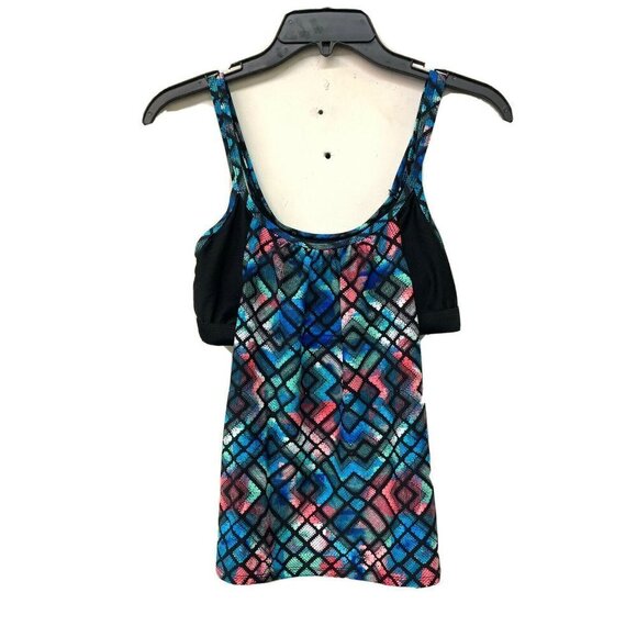 Go by Gossip Womens Multicolor Geometric Print Tankini Swim Top - Picture 1 of 3